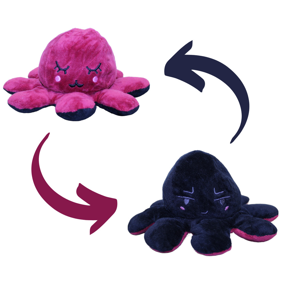 Promo Unlimited Emoji Mini Happy Sad Octopus Plush Toy Red Black Sleepy Face